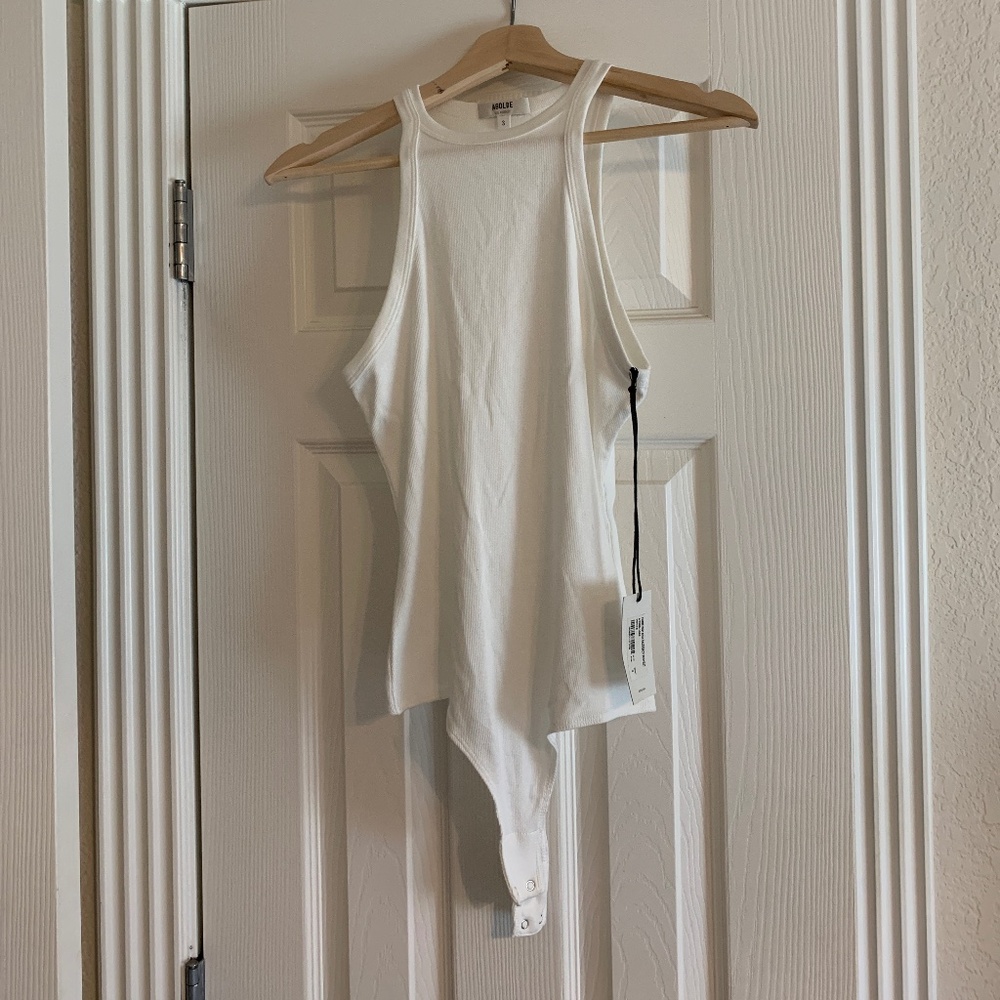 Agolde ribbed white body suit NWT Size S